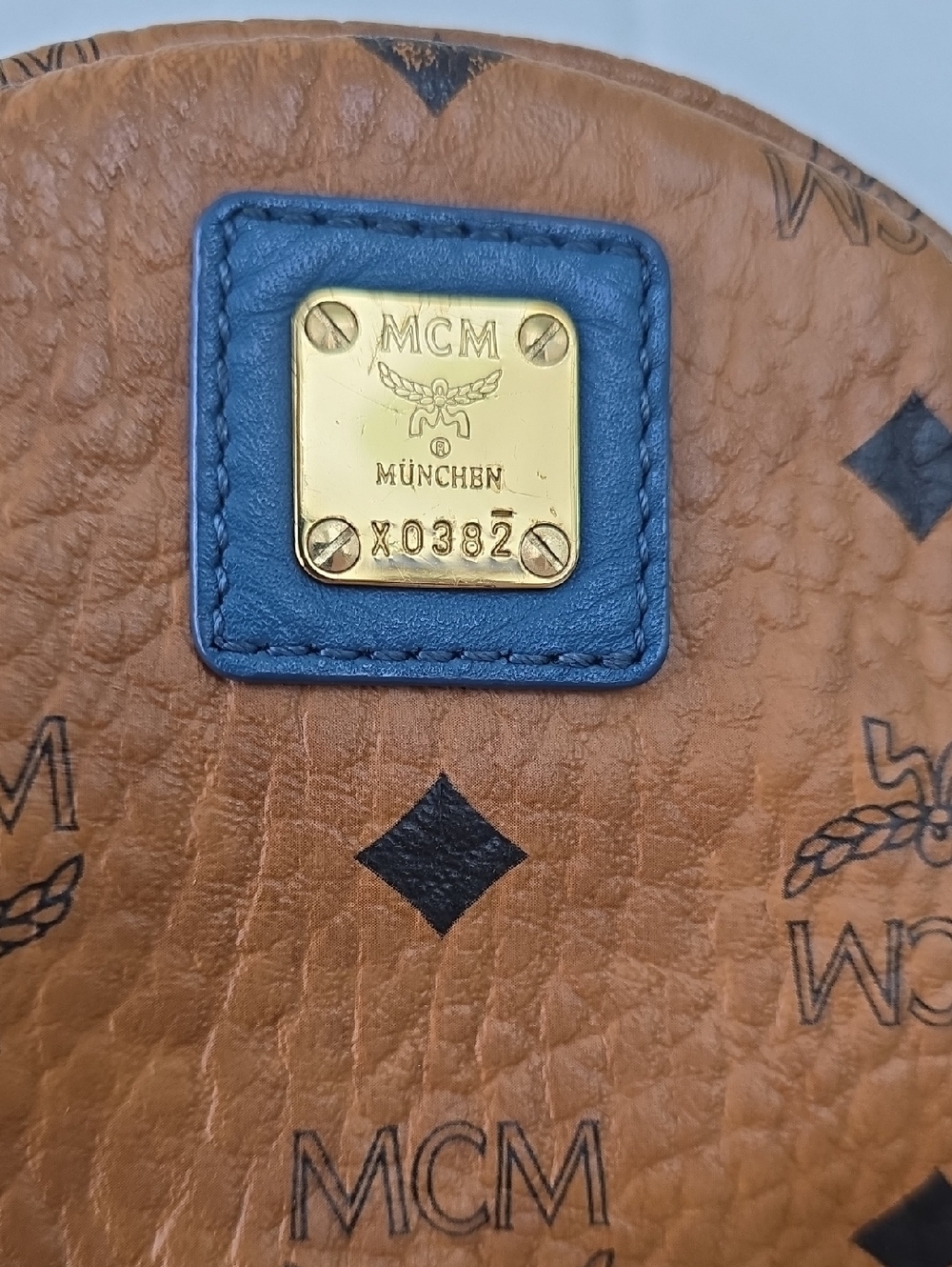 MCM Visetos Monogram Mini Stark Backpack Cognac Blue - Picture 2 of 16